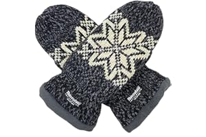 BRUCERIVER Women Snowflake Knit Mittens with Warm Thinsulate Fleece Lining