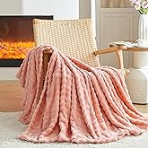 3D Bubble Plush Blanket Textured Fleece Throw Soft Warm Cozy Blanket Couch Bed Twin Pink 60x80 Inches