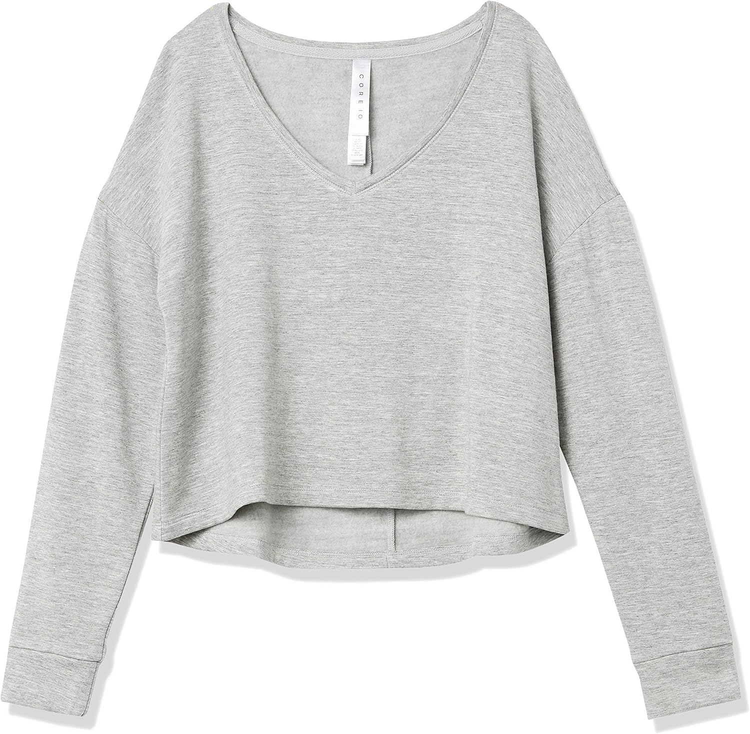  Brand - Core 10 Women's Cloud Soft Cropped Flow V-Neck Relaxed Fit Yoga Sweatshirt: Clothing