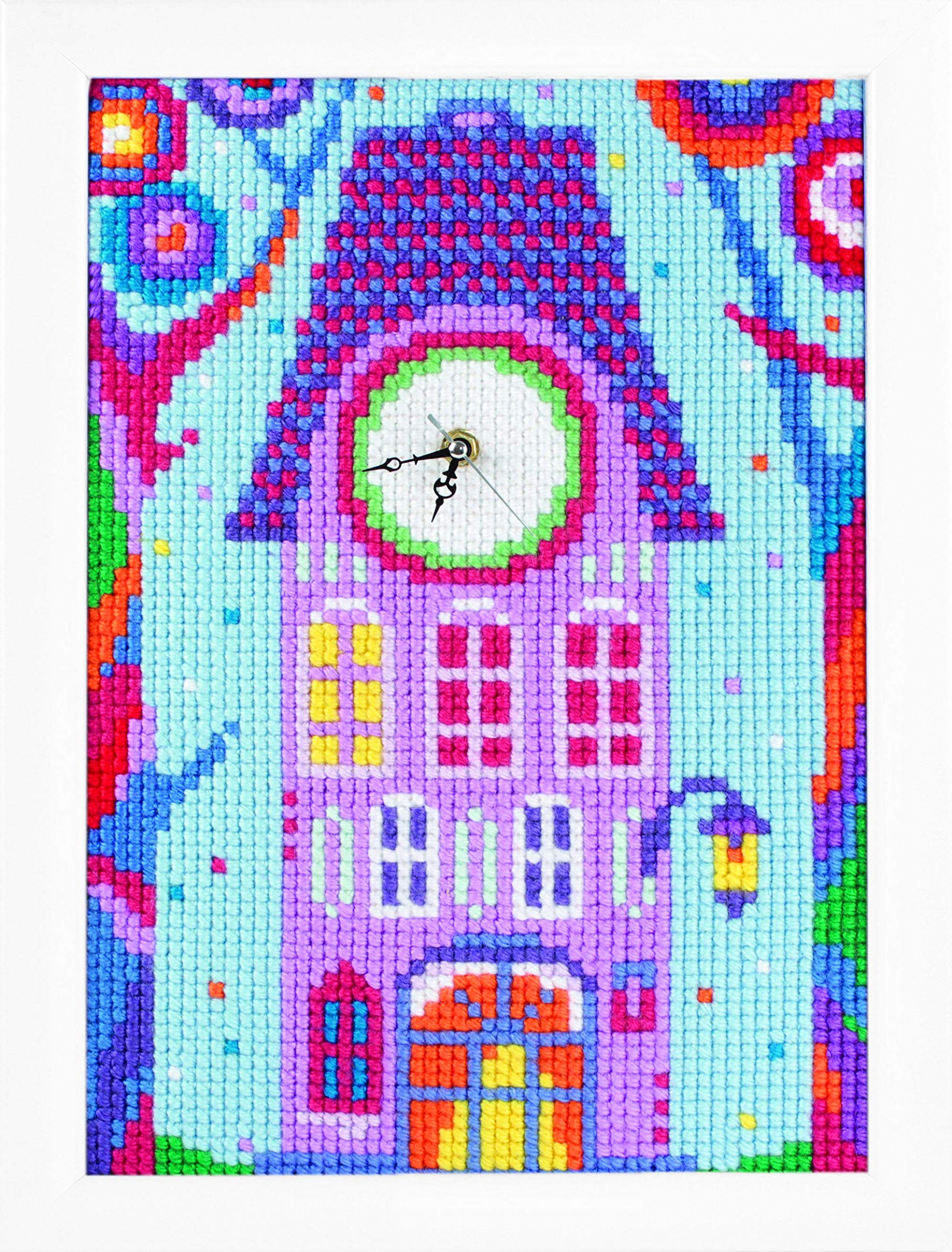 Collection D'Art Cross-Stitch Clockwork KIT/Home Where Fairies Live/ 27.5 X 40, Canvas, Multi, 40 x 40cm