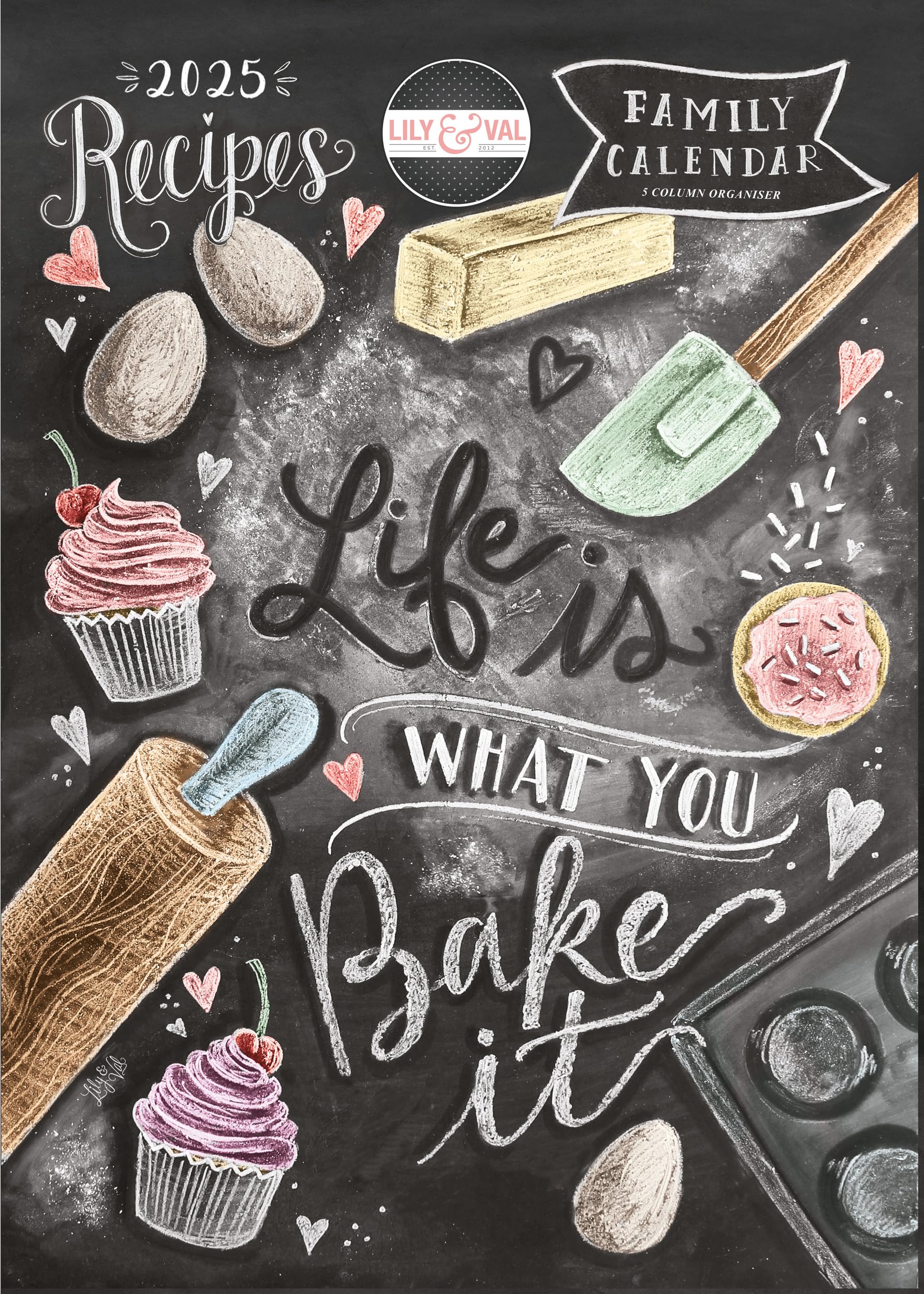 2025 Lily & Val A3 Baking Family Organiser Planner Wall Calendar