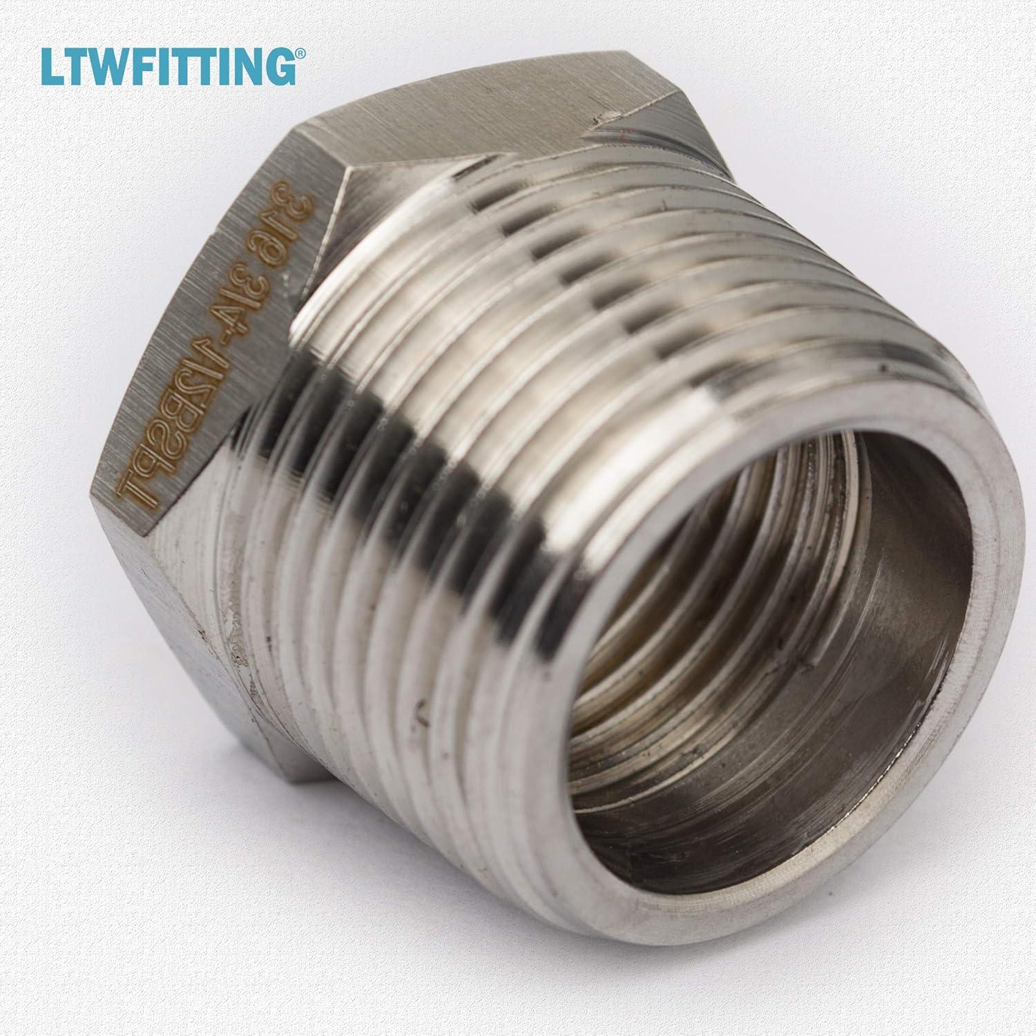 LTWFITTING Stainless Steel 316 Pipe 3/4" Female BSPP x 1/2" Male BSPT Adapter Fuel Gas Air (Pack of 5), Pack of 5pcs - Image 4