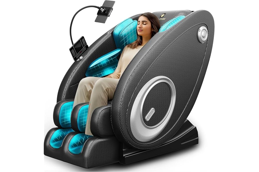 BILITOK Full Body Massage Chair Recliner with Zero Gravity, Heating, Bluetooth Speaker, Air Compression, Black