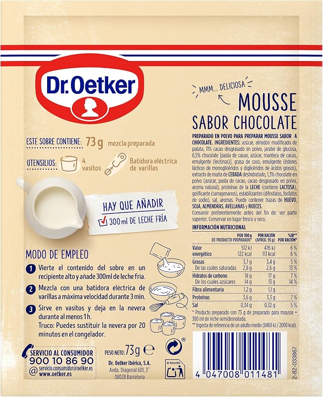 Mousse de Chocolate, Mistura de Mousse de Chocolate - Caixa com Mistura de Mousse de Sabor a Chocolate 73g (Quantidade 4 Doses)