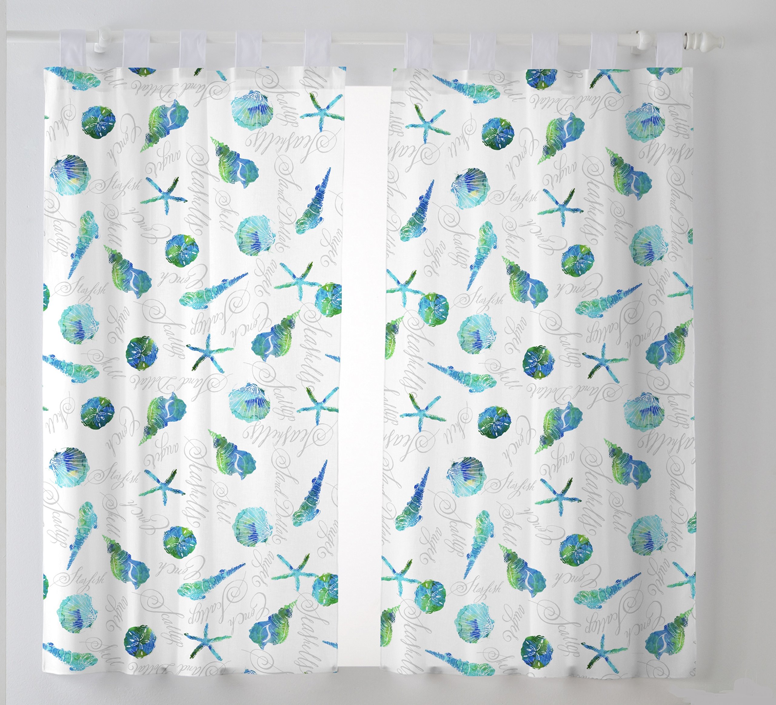 Martina Home Conches Pack of Curtains Voile for Kitchen, Fabric, Blue, 29 x 2 x 38 cm, Pack of 2