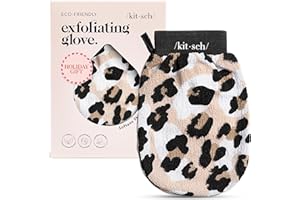 Kitsch Exfoliating Glove – Korean Exfoliating Mitt & Deep Exfoliating Body Scrubber for Shower, Bath | Body Exfoliator, Dead Skin Remover | Skin Care for Smooth, Renewed Skin - 1pc, Leopard