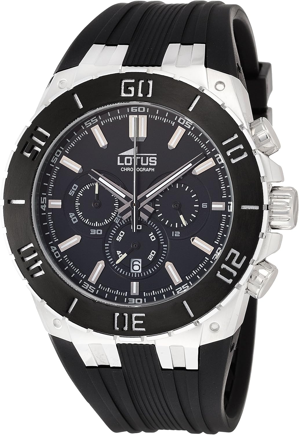 Montre Chronographe Lotus En Titane à Réparer - Mouvement Quartz Myota Fonctionnel - Aiguilles Bloquées, Verre Abîmé - Occasion Pour Bricoleur