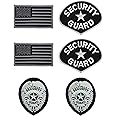RYNO GEAR Embroidered Patch Emblems Set - (Security Guard Set with Flag (White and Gray ON Black))