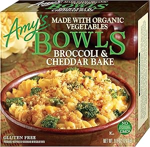 Amy's Frozen Meals, Pasta Bowl, Broccoli and Cheddar Cheese Bake, Gluten Free, 9.5 oz.