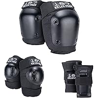 187 Killer Pads Skateboarding Knee Pads, Elbow Pads, and Wrist Guards, Six Pack Pad Set, Black, X-Small