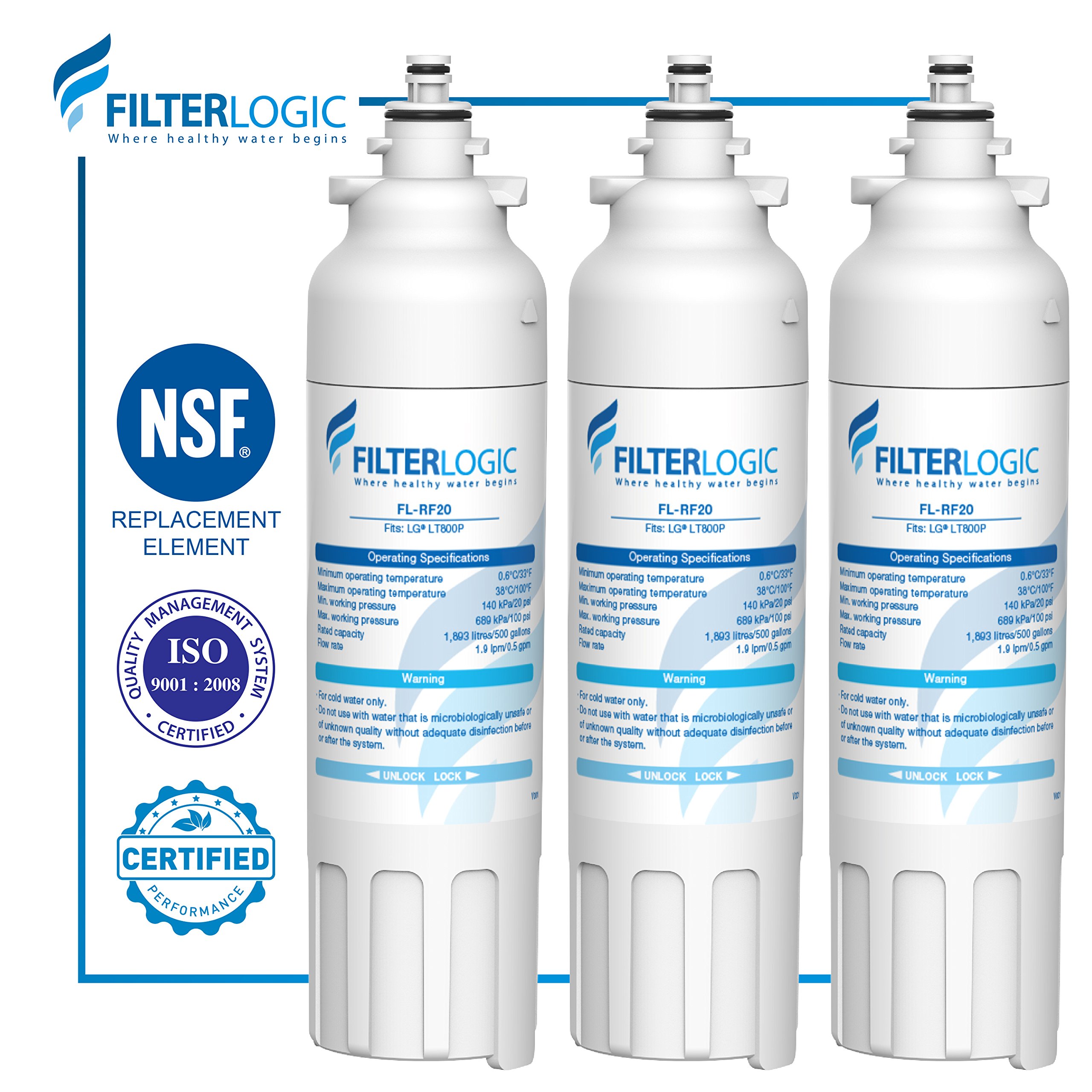 FilterLogic LT800P Refrigerator Water Filter Replacement for LG LT800P