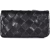 VILENCA HOLLAND Genuine Leather Wallets for Women, Small Wallet for Ladies Zipper Coin Purse Credit Card Holder with Strap (VL-167-BLACK)