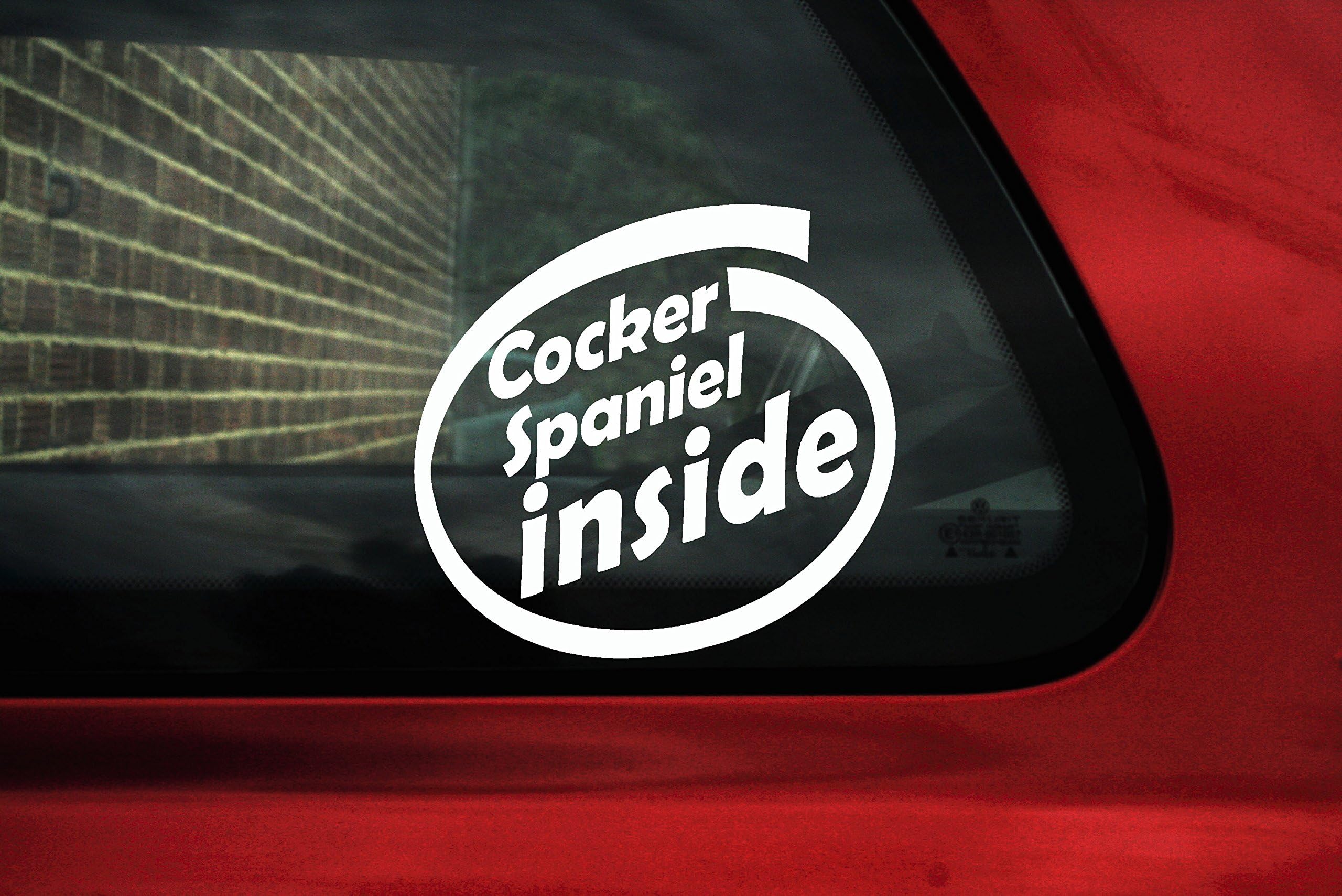 Cocker Spaniel inside sticker - dog on board car sign