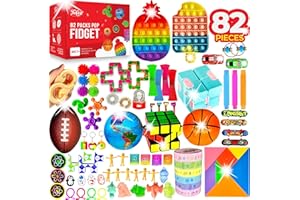 TWCARE 82 Pack Fidget Toys Set, Sensory Party Favors Gifts for Boy Girl Kids Adults Autism Stress Relief Stocking Stuffers Pop It Autistic Bulk Goodie Bag Pinata Filler Treasure Box Classroom Prizes School