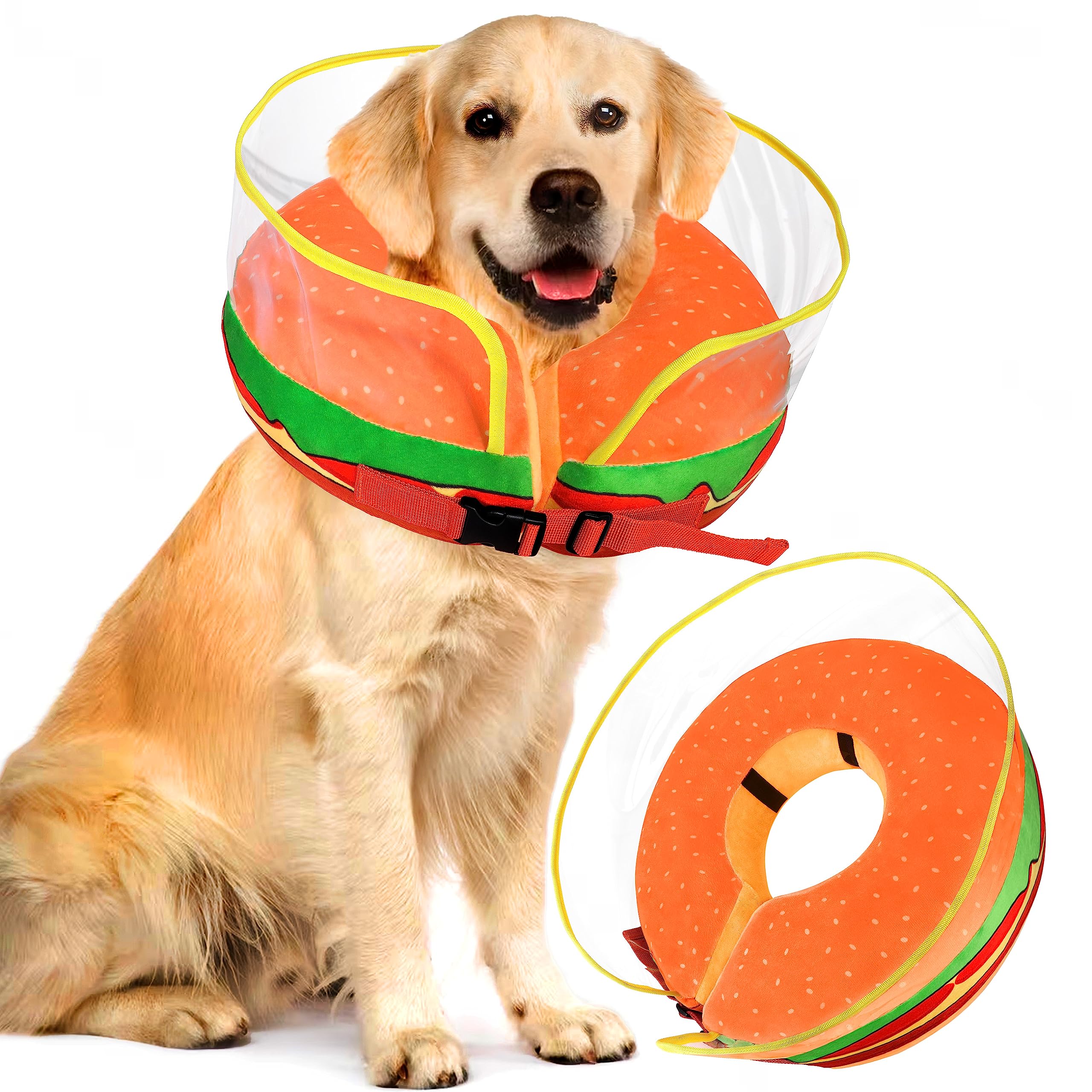 Photo 1 of Bistup Soft Inflatable Dog Cones for Large Dogs Donut Collar Alternative After Surgery Comfy Comfortable Neck Donut Stop Licking Surgical Recovery Pet Pillow Cones Mediem Elizabethan Collars - L…