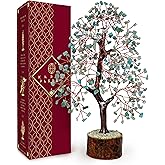 Crystal Tree of Life Birthday Gifts for Women, Men, Handmade Home Decor, Office, Room Decoration, Amazonite Reiki Healing Crystal Chakra Tree for Money, Good Luck Gifts for Her, Mom & Dad