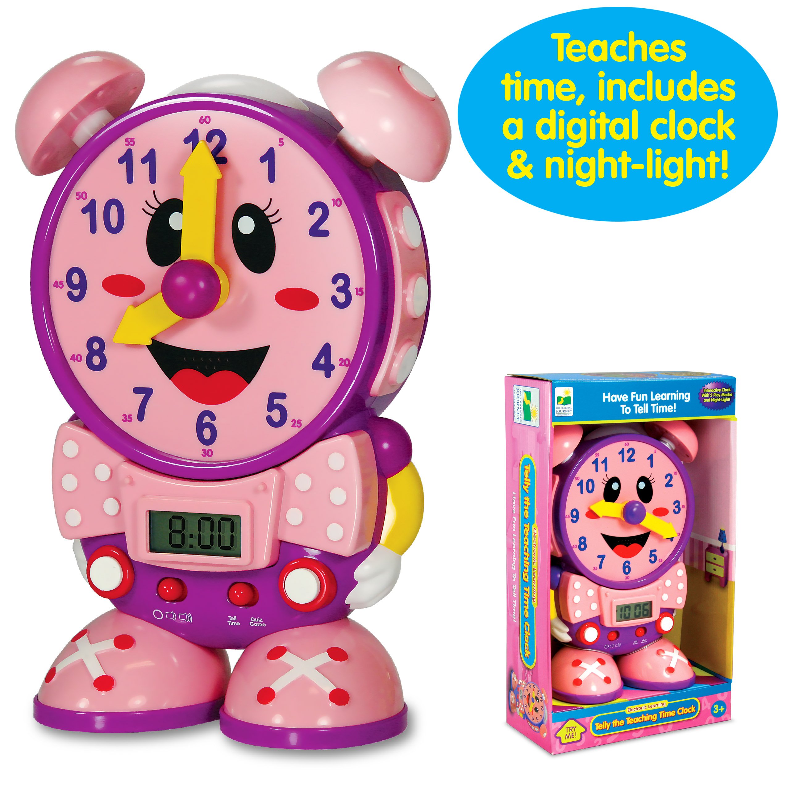 The Learning Journey Telly The Teaching Time Clock, Pink 796629035614 eBay