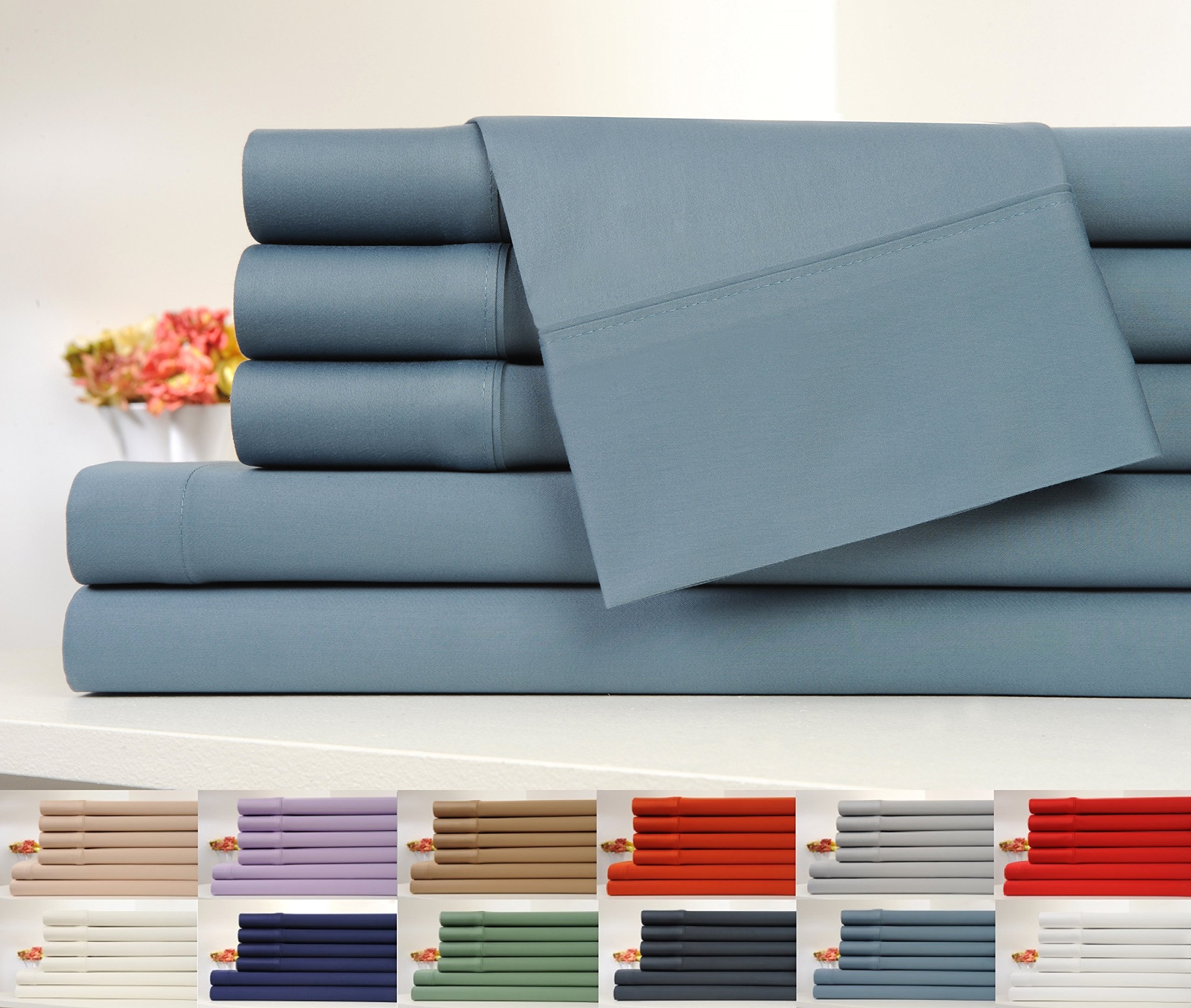 OrganicPro 100 Certified Organic Cotton 6 Piece Queen Bed Sheet Set by