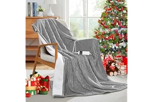 DREAMHOOD Electric Throw Blanket with 10 Heat Levels, Machine Washable Heated Blanket Throw 50"x60" with 1-8 Hours Auto-Off, Over-Heat Protection, Flannel Heating Blanket with ETL Certified for Office,Sofa