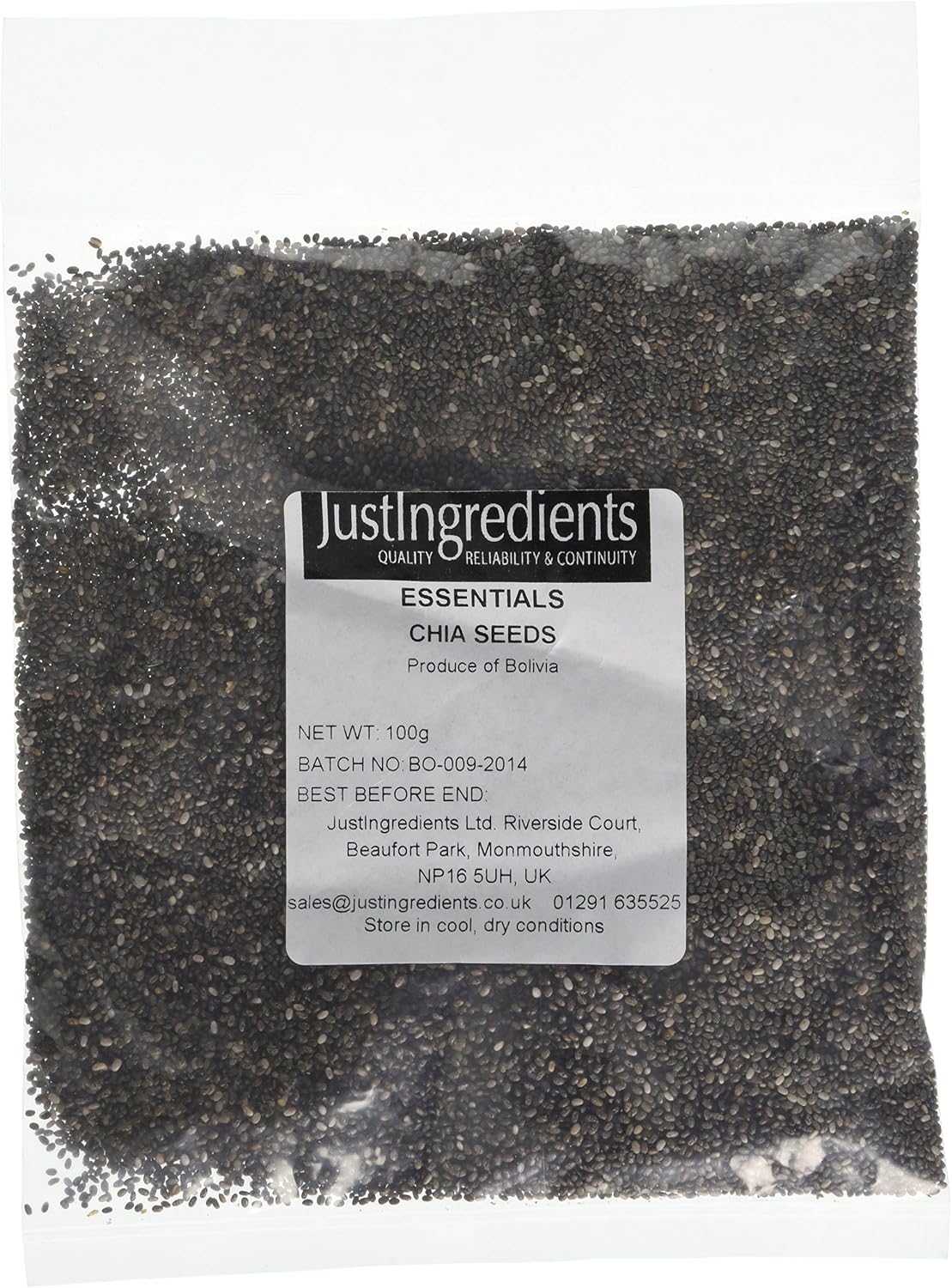JustIngredients Essentials Chia Seeds, 100 g - Pack of 4, 250 g (Pack of 4)