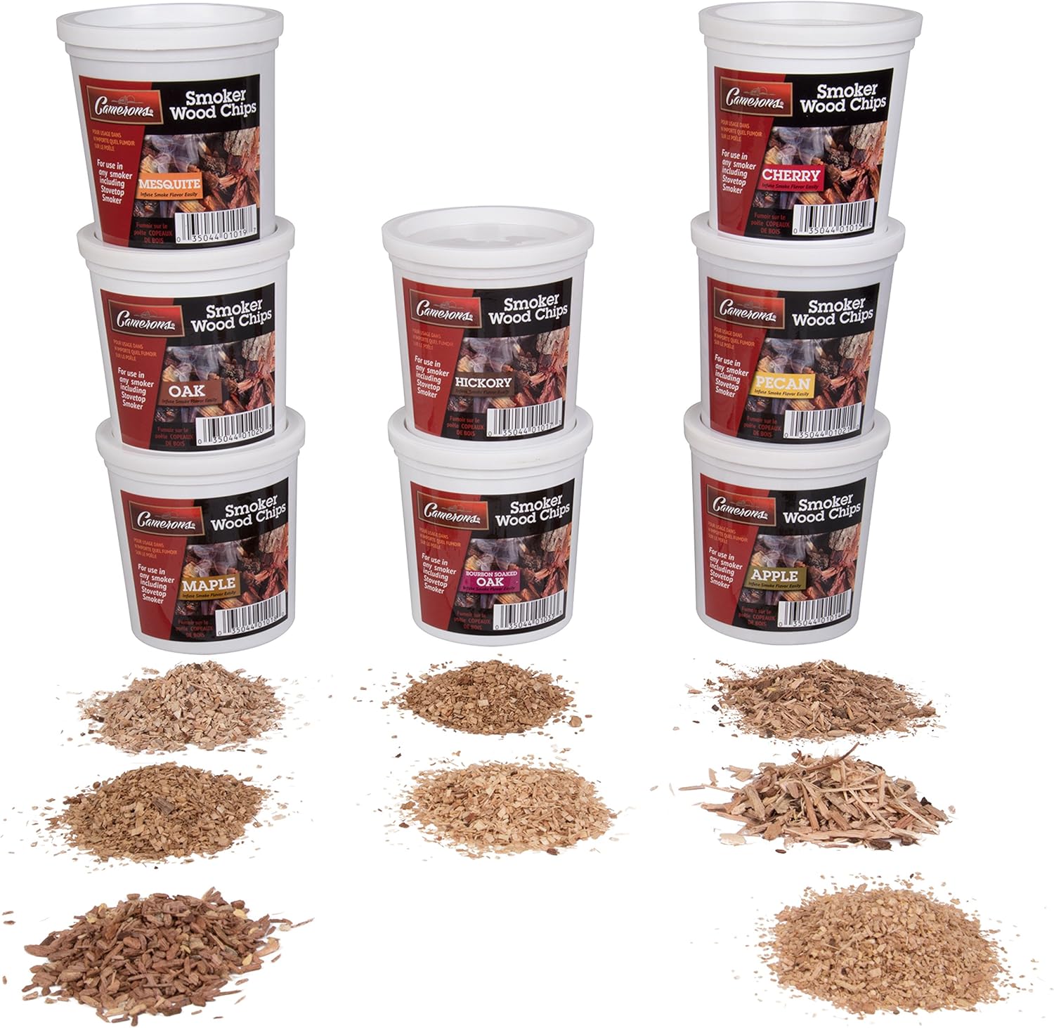 Camerons Wood Smoking Chips Variety Gift Set - Set of 8 Pints (0.473176 L) Extra Fine Cut Sawdust - Smoking Guns, Smokers, Smoke Boxes (Oak, Apple, Cherry, Pecan, Maple, Bourbon, Hickory, Mesquite) : Grilling Smoker Chips : Garden & Outdoor