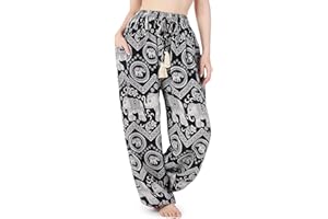 Lannaclothesdesign Harem Pants Women – Boho Elephant Pants High-Waisted Hippie Clothes with Pockets for Yoga