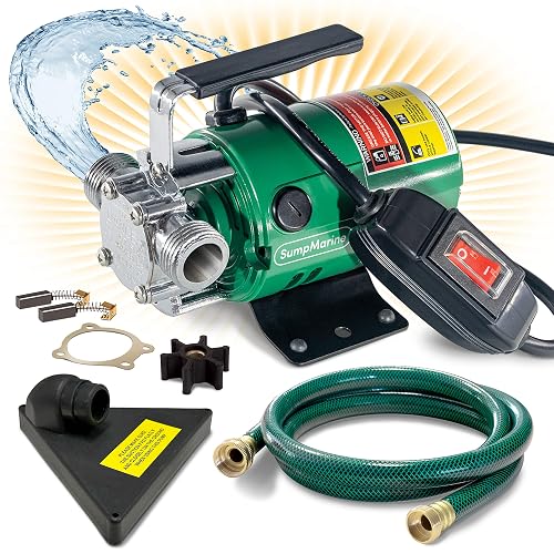 SumpMarine 115V Water Transfer Pump – 330 GPH, 1/10 HP, Portable Utility Pump With 6' Hose Kit For Garden, Hot Tub, Pool, Rain Barrel & Aquarium