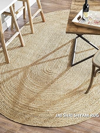 Jai Shri Shyam,Natural Jute Braided Area Rug/Carpet/Handmade Floor Rug 3-5 ft