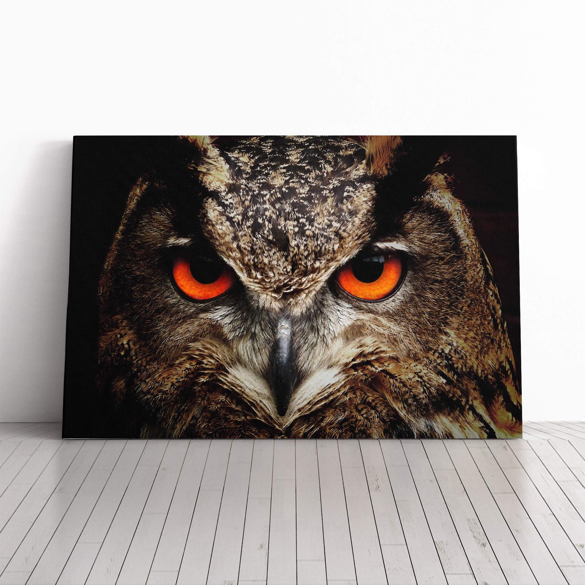 Owl Bird (8) Canvas Print | Gallery Wrapped 30mm Frame Wall Art | 20x14 inches | Ready to Hang | Modern Animals Picture | Living Room Bedroom Lounge Office