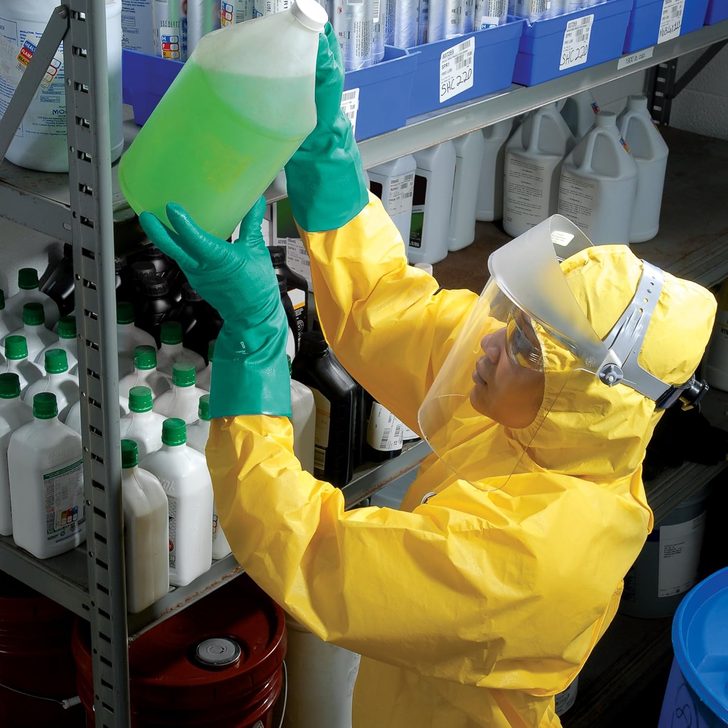 Kleenguard A70 Chemical Spray Protection Coveralls (00683) Suit, Hooded, Booted, Zip Front, Elastic Wrists, Size Large, Yellow, 12 Garments/Case: Industrial & Scientific