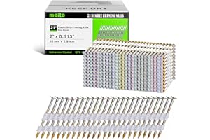 meite 21 Degree Framing Nails 2 Inch Ring Shank Galvanized Plastic Collated Nails, Full Round Head Structural Nails for Frami