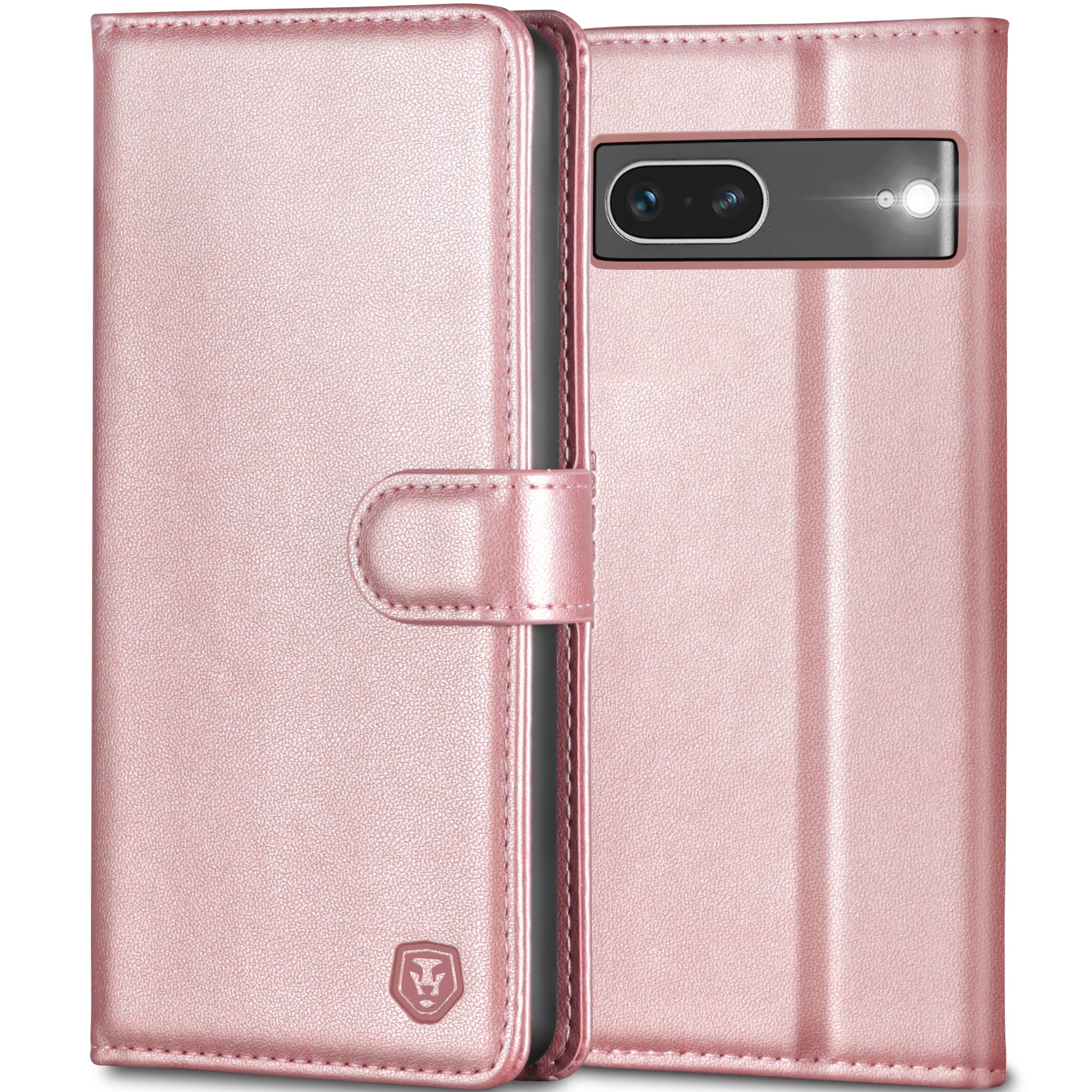 Kuafcase for Google Pixel 7 Case, Wallet Leather Flip Case with 4 Card Slots Magnetic Closure Kickstand Shockproof Protective Phone Case for Google Pixel 7 - Rose Gold — image 1