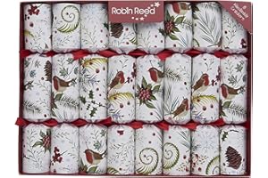 Robin Reed Handmade English Festive Christmas Party Decorations - 8x10 inch - Festive Foliage, White