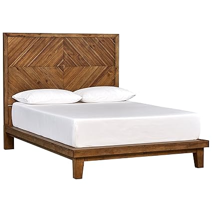 Rivet Brecken Modern Wood Queen Bed Frame Platform With Headboard 64w Brown