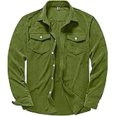 MAGNIVIT Men's Long Sleeve Lightweight Corduroy Work Shacket Shirt Jacket Casual Button-Up Overshirt with Pockets
