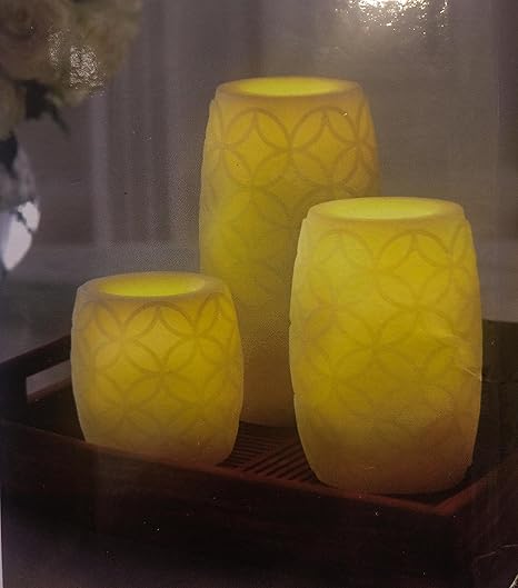 GOYAL Aroma Flickering Yellow LED Pot Candles Big Size (Set of 3)