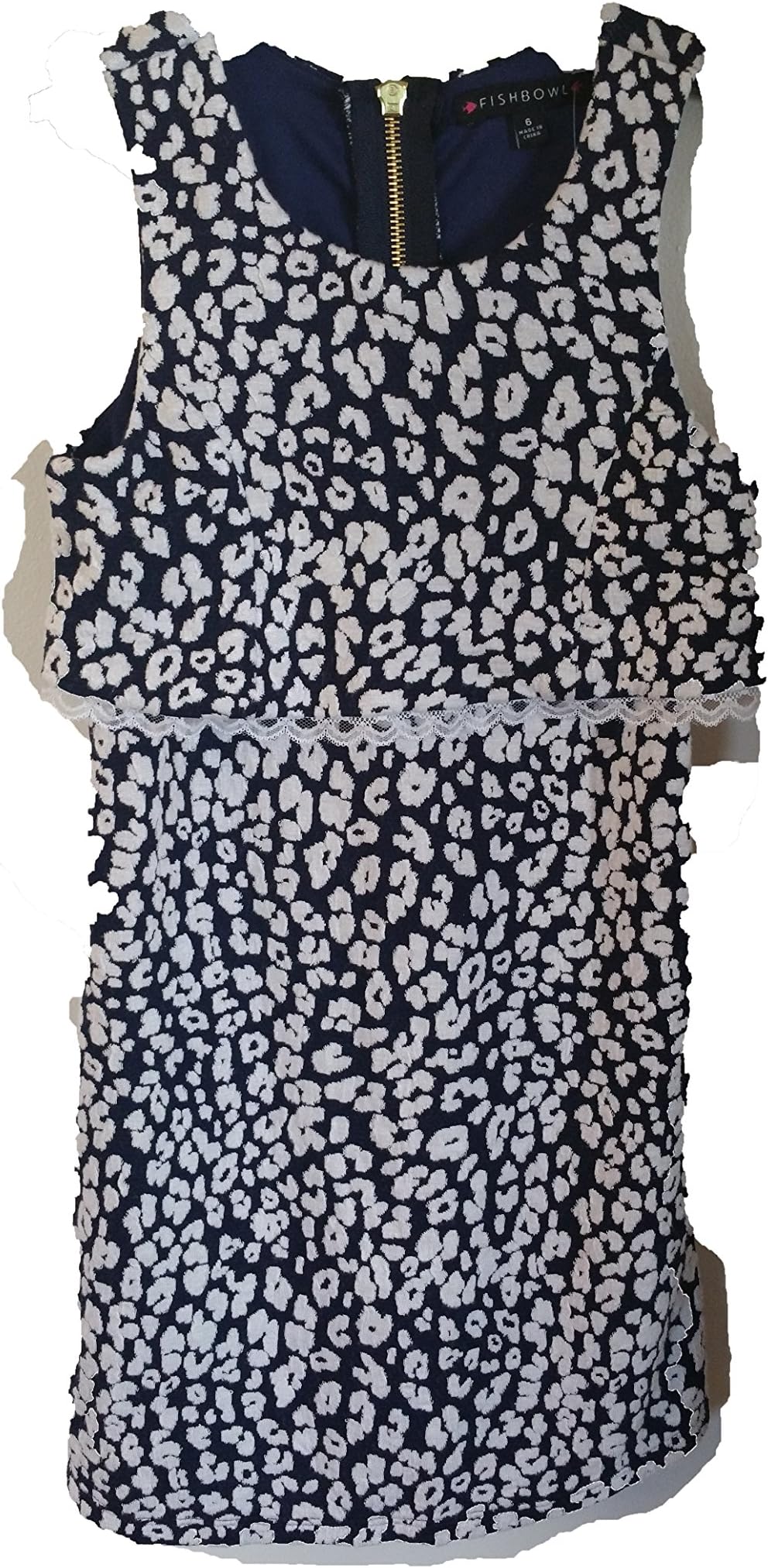 Fishbowl Popover Dress (Big Girls) 6 Navy/Ivory