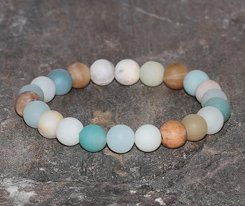 Rainbow Amazonite Beaded Bracelet Stacking Bracelet 8mm Beads Throat Chakra Healing Crystals Stress Emotionally Soothing Emf Protection Amazon Co Uk Handmade