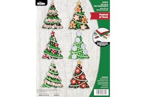 Bucilla Felt Applique 6 Piece Ornament Making Kit, Festival of Trees, Perfect for DIY Arts and Crafts Projects, 89662E