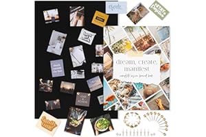 ZICOTO Inspirational Vision Board Kit – Complete Set with Vision Board Book & Felt Board, Motivational Pictures & Quotes to Map Your Goals & Dreams - The Perfect Supplies to Visualize Goal Setting & Success