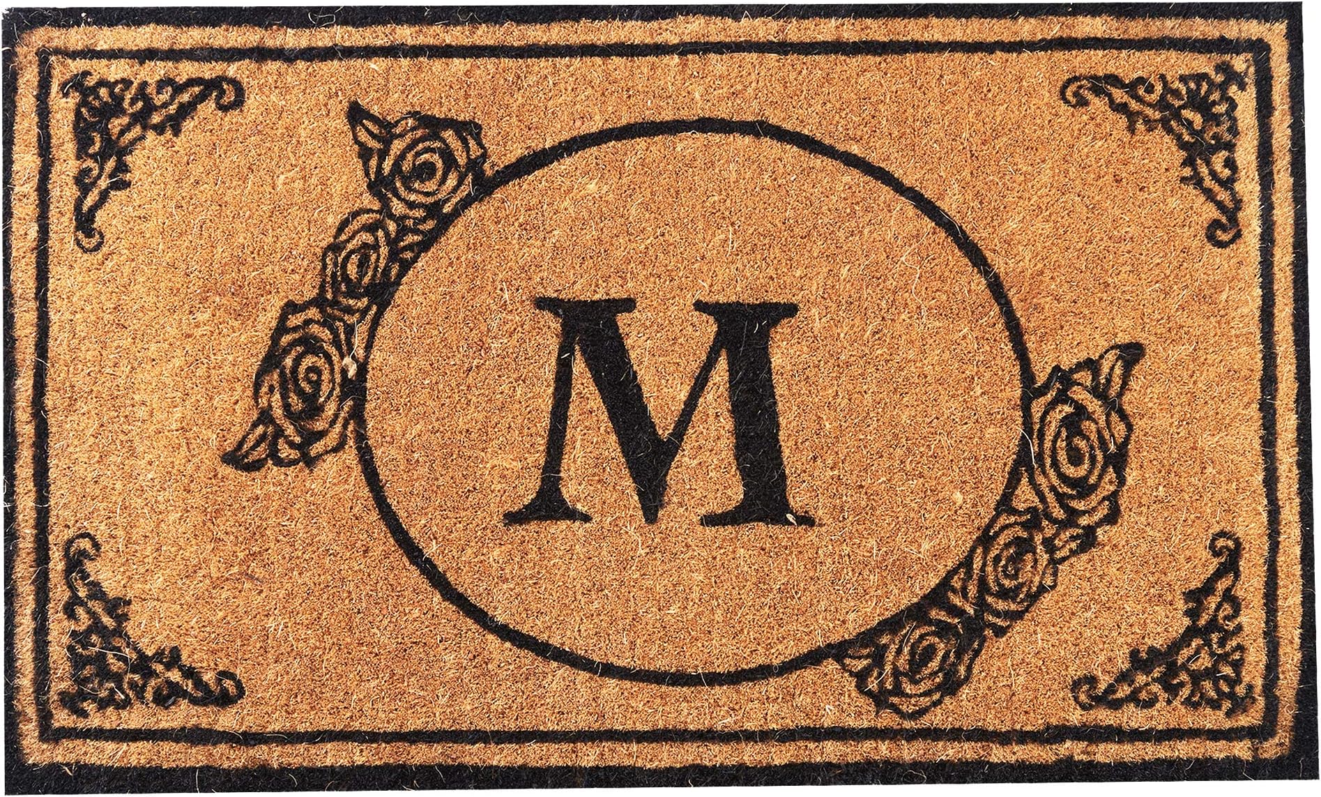 Envelor Home and Garden Handwoven, Customized Monogram Extra Thick Doormat, Outdoor Rugs Durable Coir, Outdoor Doormat, Welcome Mat Entryway Door Mat For Patio, Coir Doormat (30 x 48, Monogram M)
