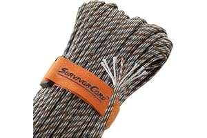 TITAN PARACORD 620 LB SurvivorCord Hank, Paracord 550 Type III, Military Grade, Heavy Duty Paracord with 3 Survival Strands, Cordage for Camping, with Survival Firestarter.