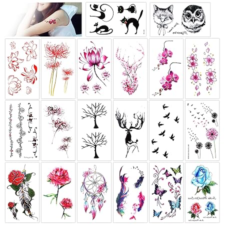 Konsait Blume Temporar Tatowierung Schwarz Tattoo Korperkunst Kleine Bogen Tattoo Aufkleber Fake Arm Tattoos Sticker Fur Frauen Madchen 20 Blatter Amazon De Beauty