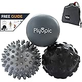Plyopic Massage Ball Set - Includes Rubber, Spiky and Foam Roller Massager Balls | For Myofascial Release, Trigger Point Relief, Plantar Fasciitis Therapy. Deep Tissue Muscle Pain: Back Neck Foot etc
