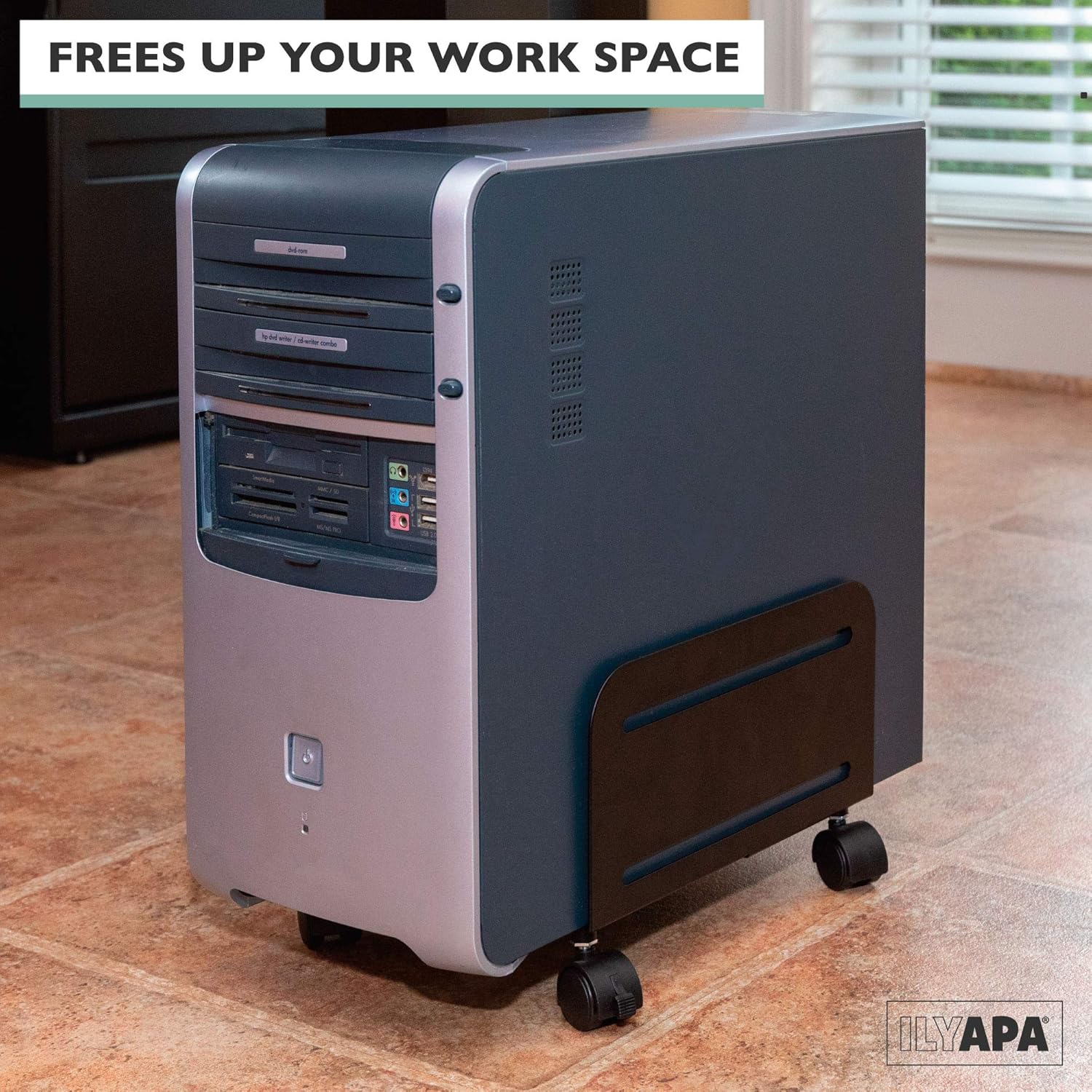 PC Computer Tower Stand with Wheels - Mobile CPU Holder Cart for Desktop : Office Products