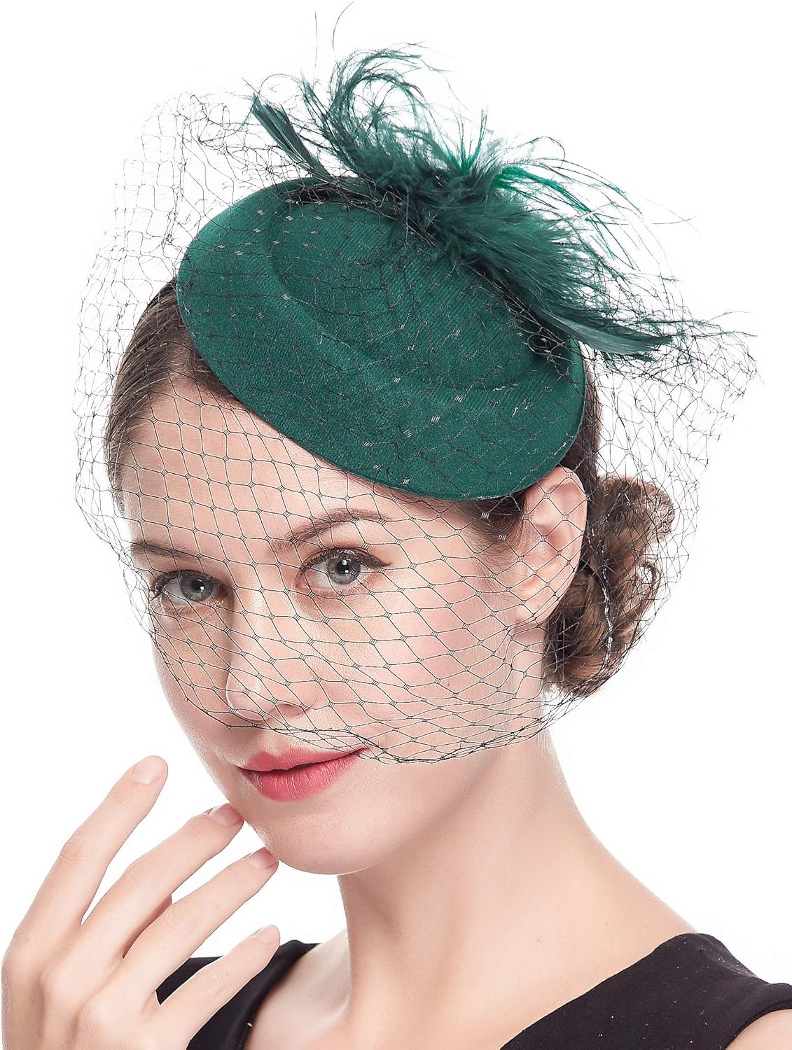 Fascinators Hats 20s 50s Hat Pillbox Hat Cocktail Tea Party Headwear with Veil for Girls and Women