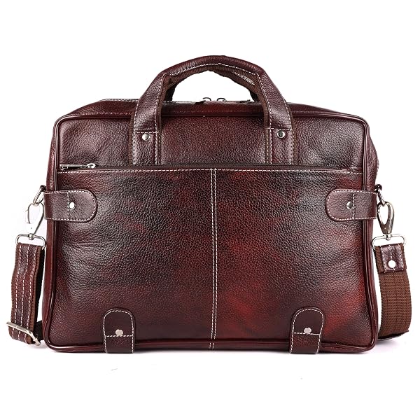 WILDWOODNEST MEN’S BROWN LEATHER LAPTOP BAG – CROSSBODY & HANDHELD OFFICE BRIEFCASE WITH ADJUSTABLE STRAP