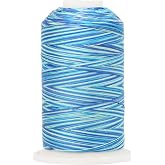 ThreadArt Multicolor Cotton Thread, 600M 40/3, Ocean Teals 3328 | Long staple variegated cotton thread for quilting, sewing and serging. Low-lint, smooth thread for clean, strong stitches.