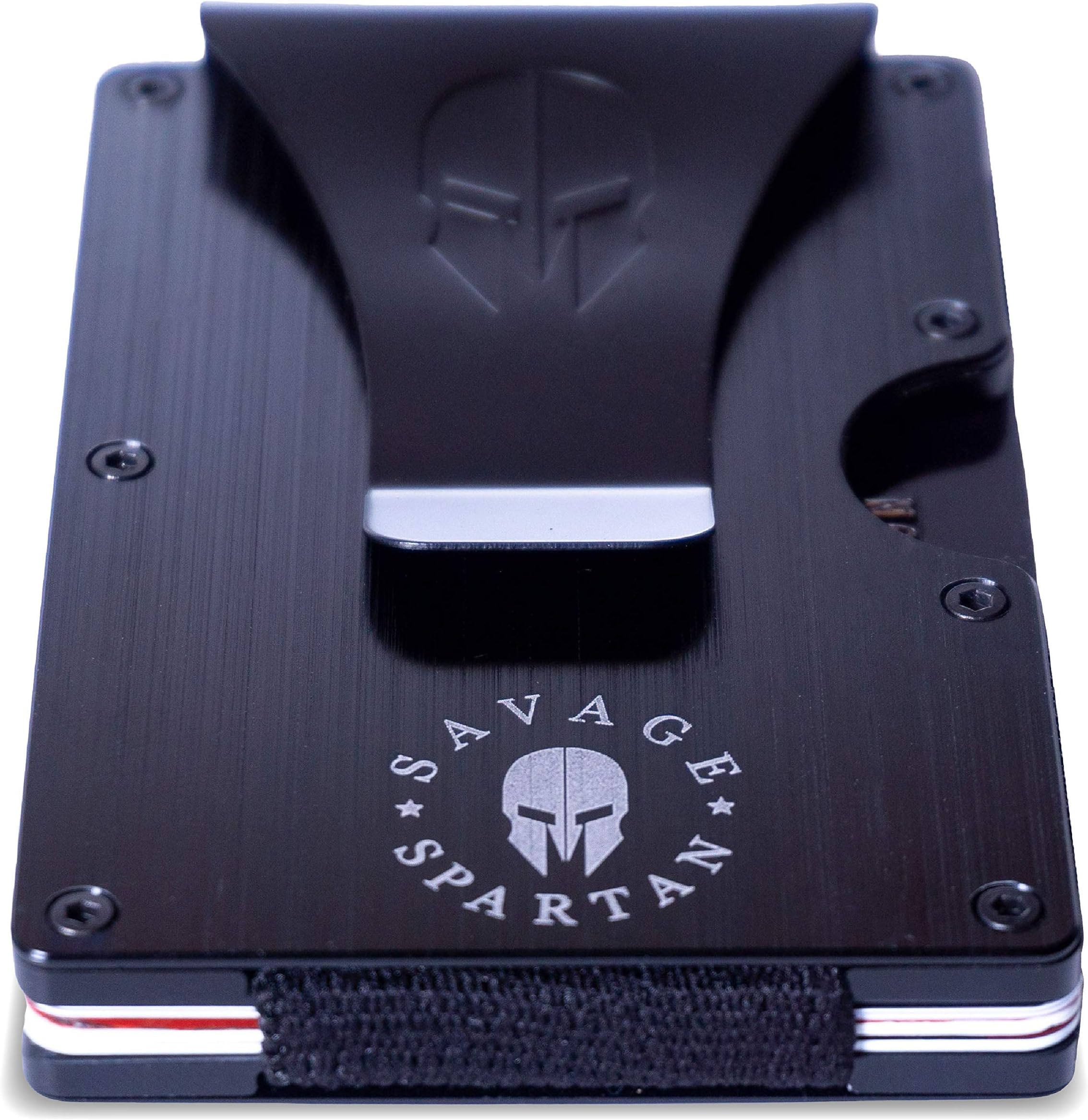Savage Spartan Tactical Wallet | Slim Minimalist RFID Blocking Aluminum Metal Credit Card Holder With Money Clip for Men (Black)