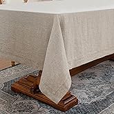 Linen World Linen Tablecloth,100% French Linen Natural Tablecloth 55" x 55" Inch,Washable Square Tablecloth for Dining,Outdoor,Weddings and Restaurants,Decorative Thanksgiving Christmas